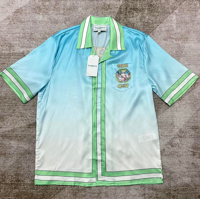 CASABLANCA Cuban Collar Silk Sleeve Casa Sport Set Shirt+Short