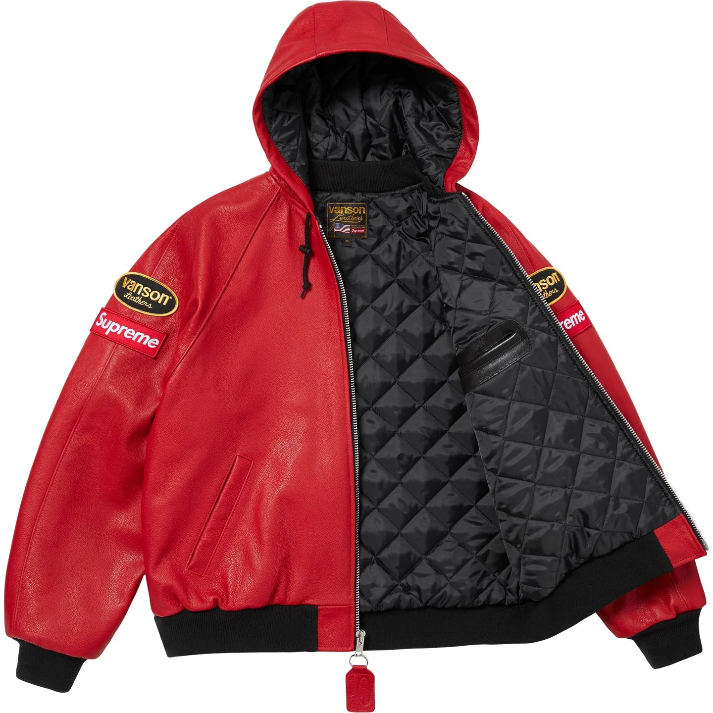 Supreme Vanson Leathers Hooded Work Jacket Red