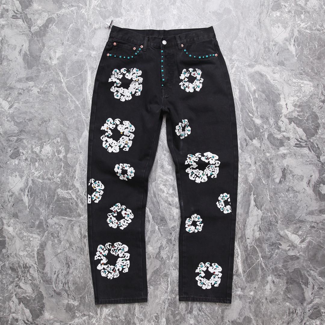 Denim Tears x Levi's 501 Cotton Rhinestone Wreath Jeans Black