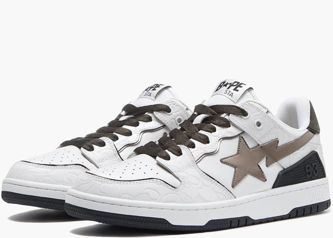A Bathing Ape Bape SK8 Sta White Silver