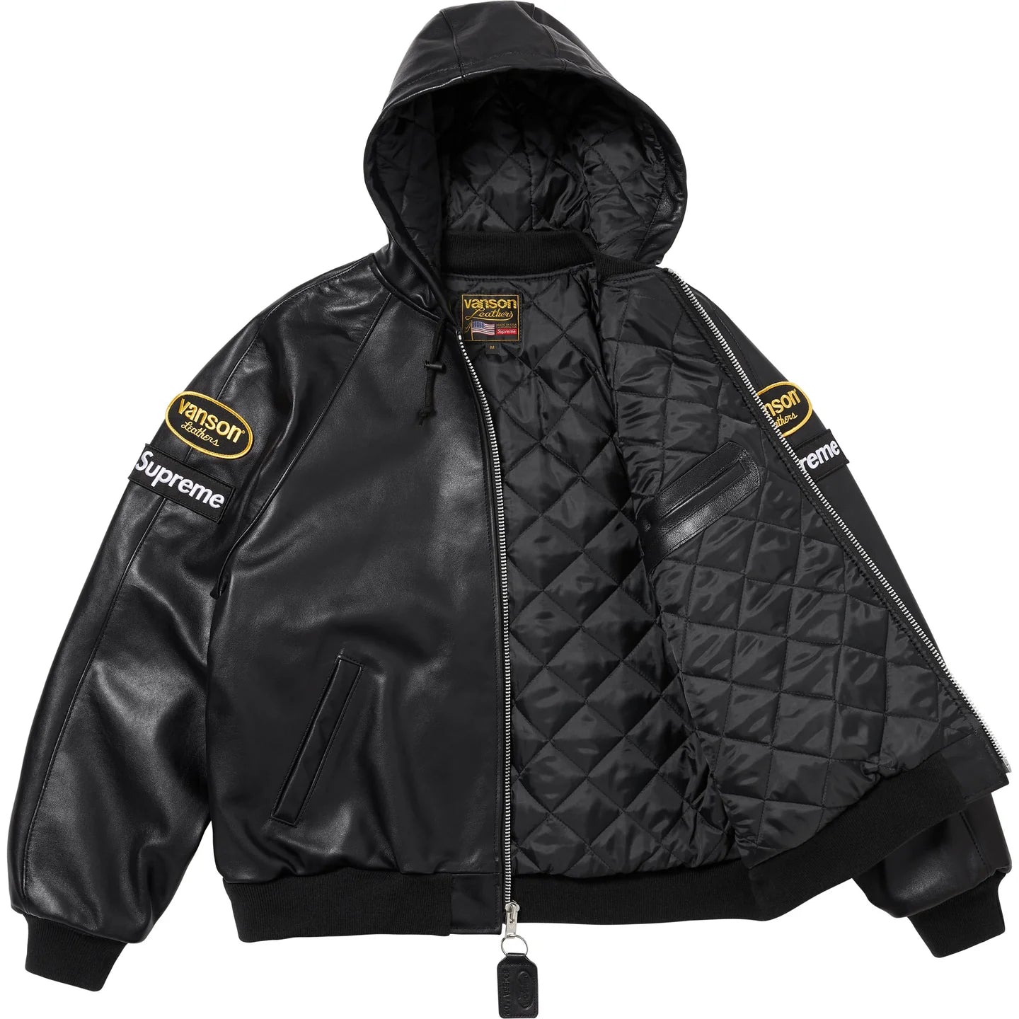 Supreme Vanson Leathers Hooded Work Jacket Black