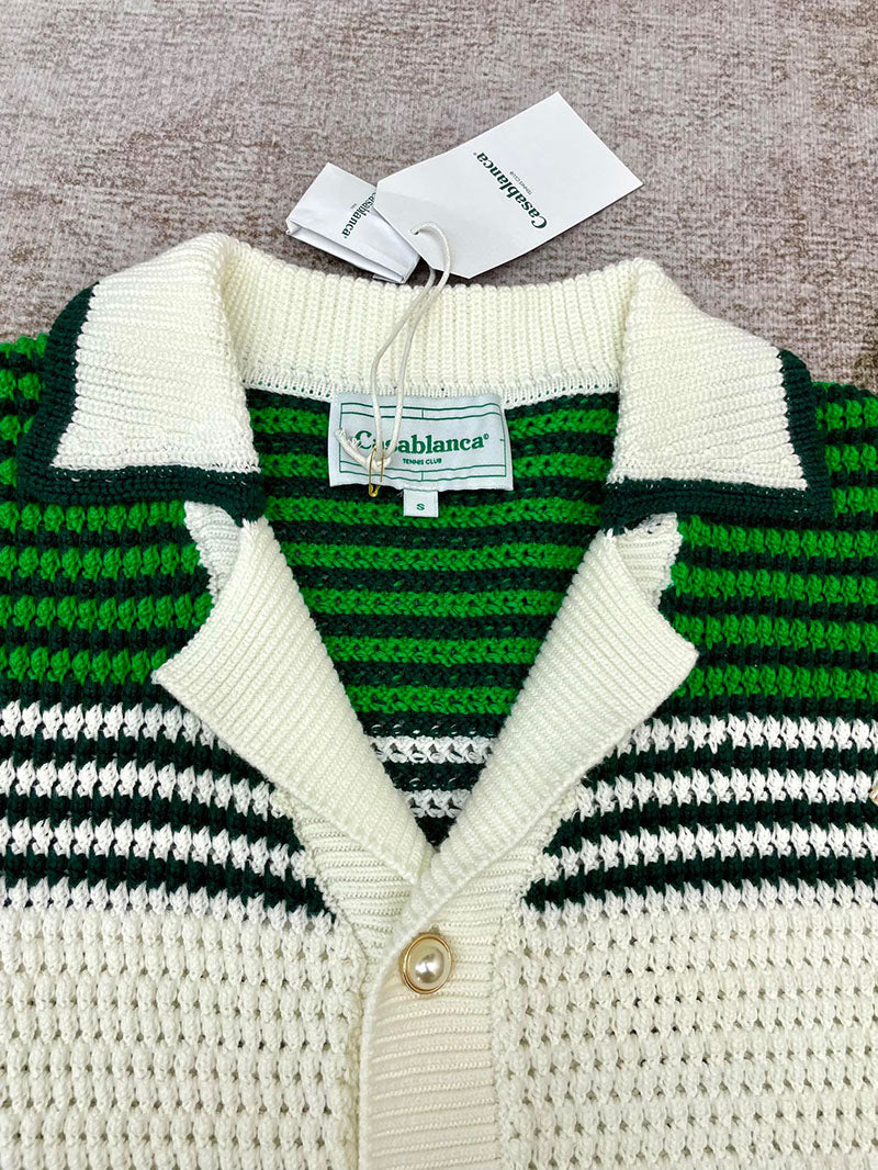 CASABLANCA Tennis Crochet Set Shirt+Short Green