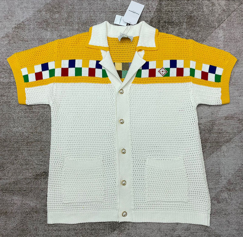 CASABLANCA Faux Crochet Set Shirt+Short White/Yellow