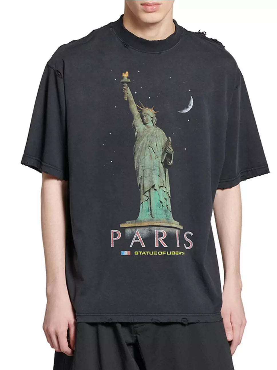 Balenciaga Paris Liberty T-Shirt Medium Fit in black vintage jersey