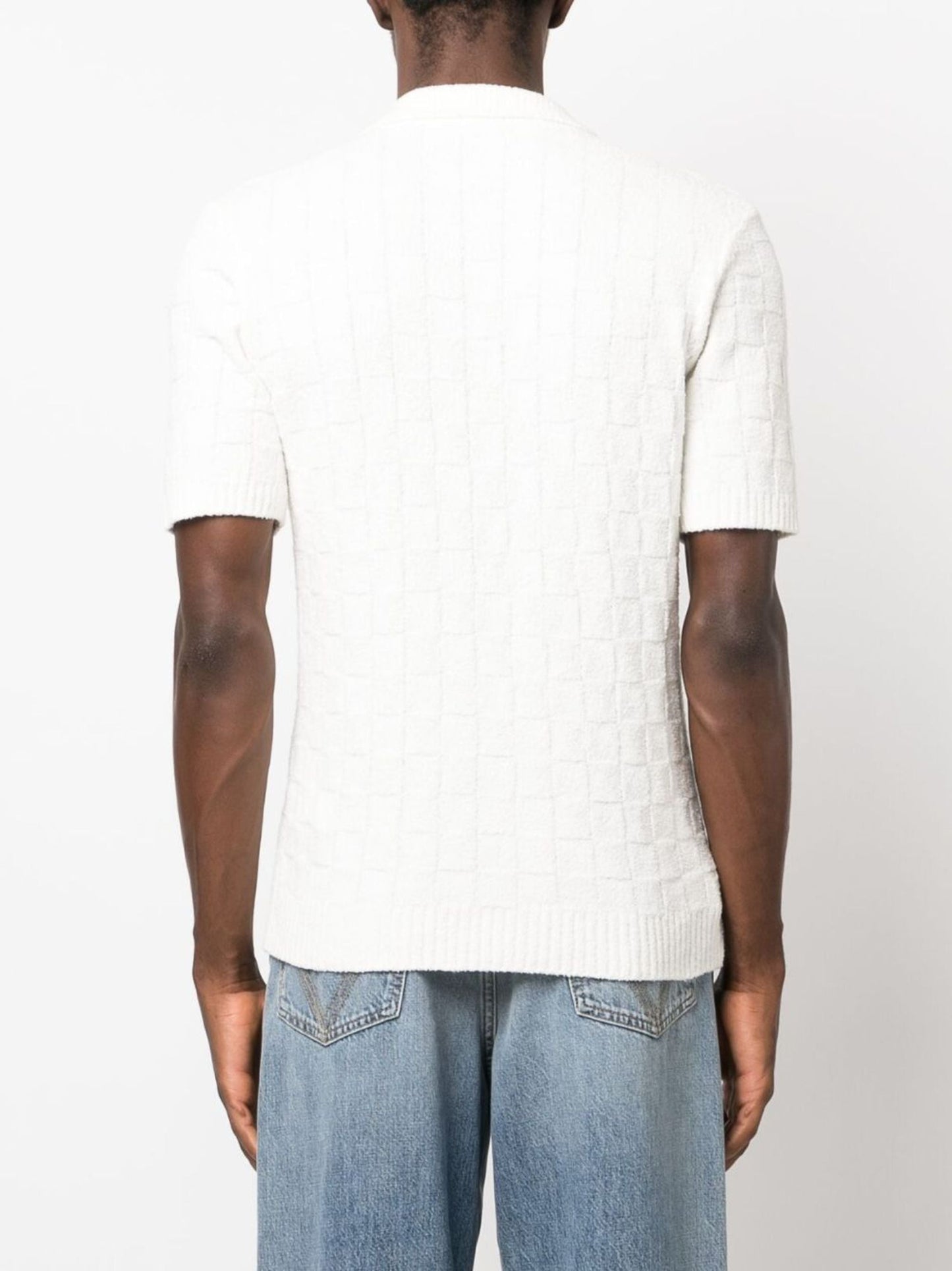 CASABLANCA logo-embroidered Bouclé Polo Shirt White