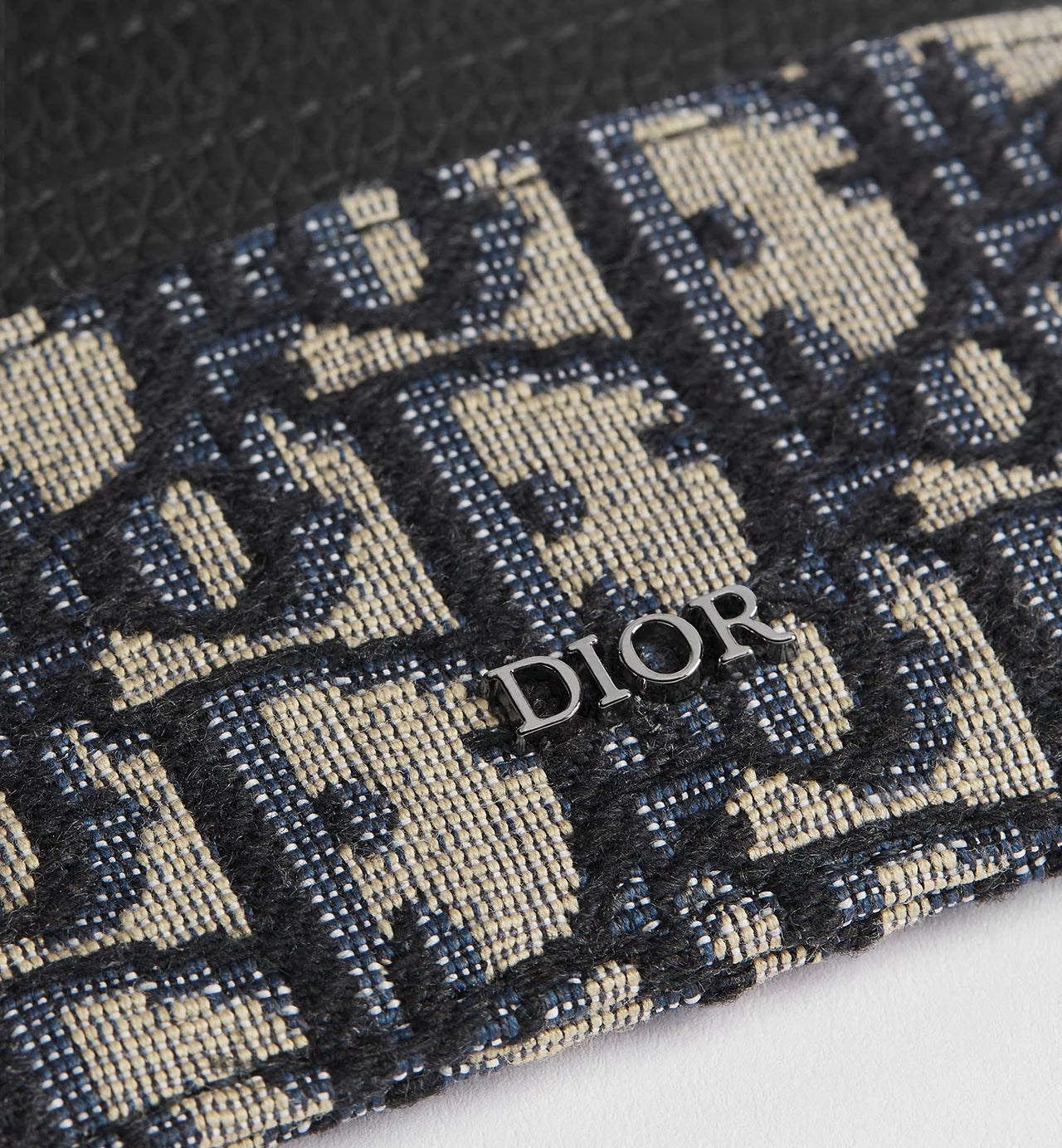 Card Holder Beige and Black Dior Oblique Jacquard with Black Grained