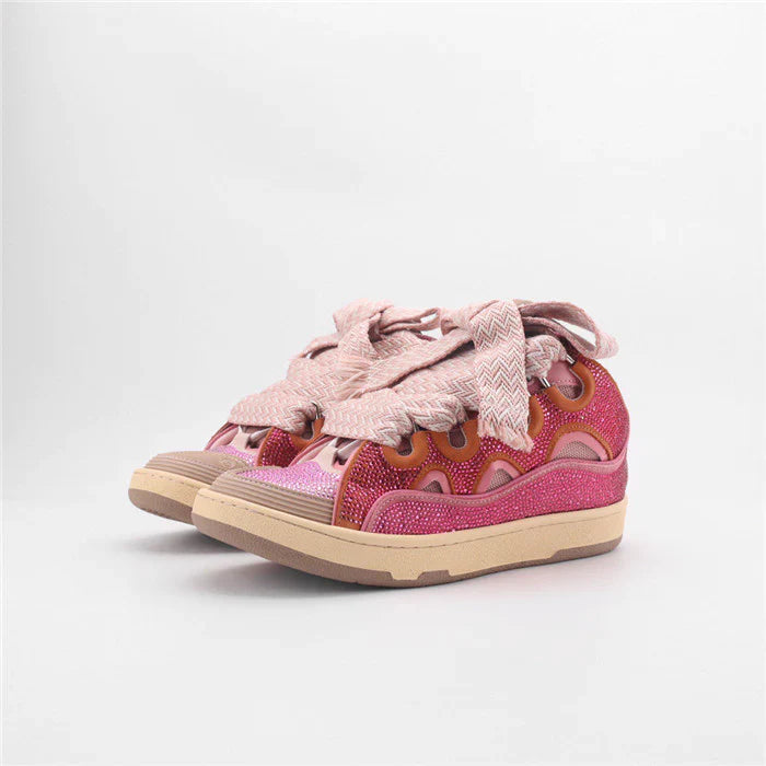 Lanvin Curb Sneaker Crystal-Embellished Panelled- Pink