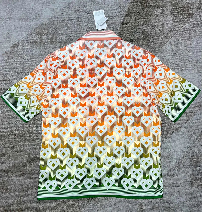 CASABLANCA Gradient Heart Monogram Sport Silk Set Shirt+Short