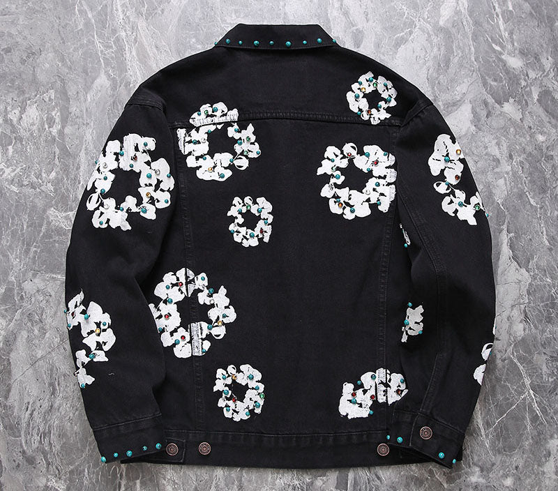Denim Tears Bust Down Tears Rhinestone Jacket Black