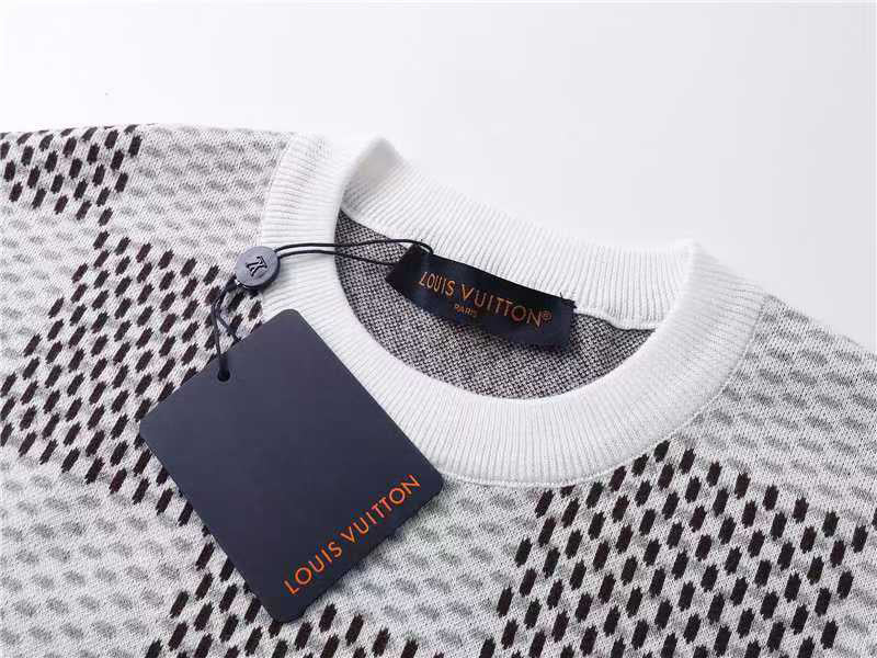 Louis Vuitton Damier Knitted Short-Sleeved Crewneck White Black