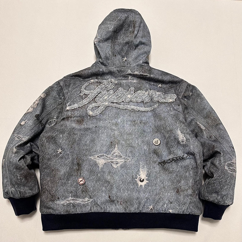 Supreme HJR Trompe L'oeil Hooded Work Jacket Blue