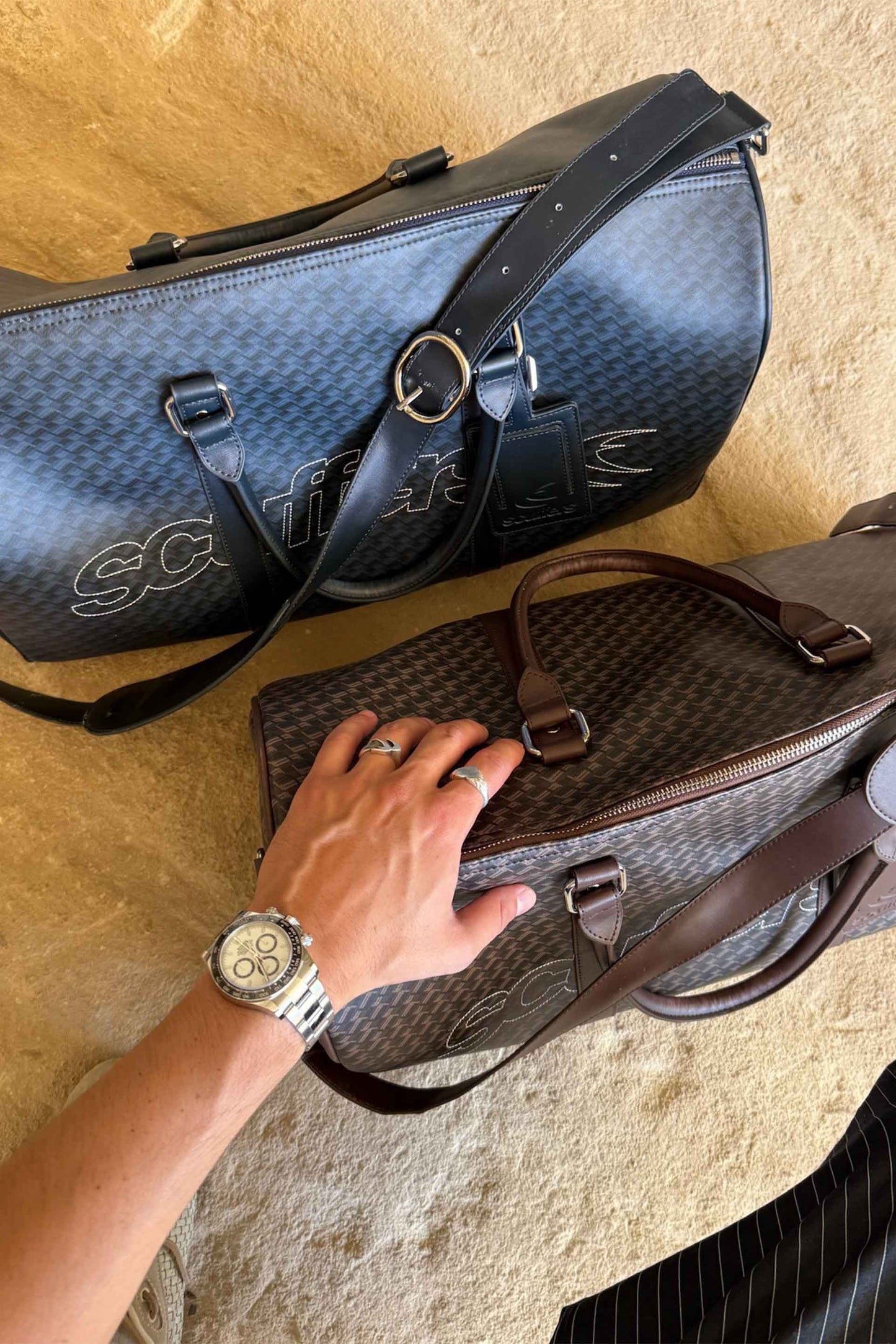Scuffers Monogram Duffle Bag Navy