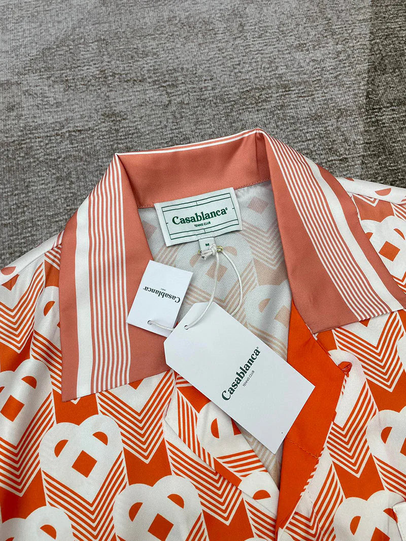 CASABLANCA Gradient Heart Monogram Sport Silk Set Shirt+Short