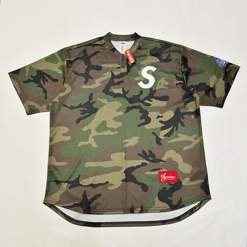 Supreme S Logo Baseball Henley Camo