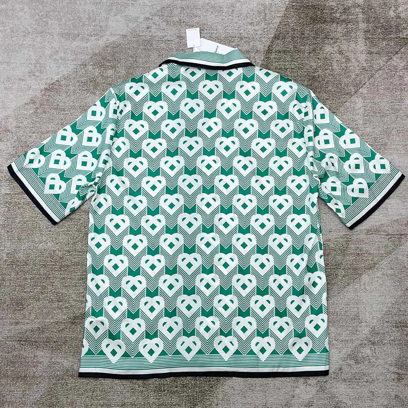 CASABLANCA Heart Monogram Sport Silk Set Shirt+Short