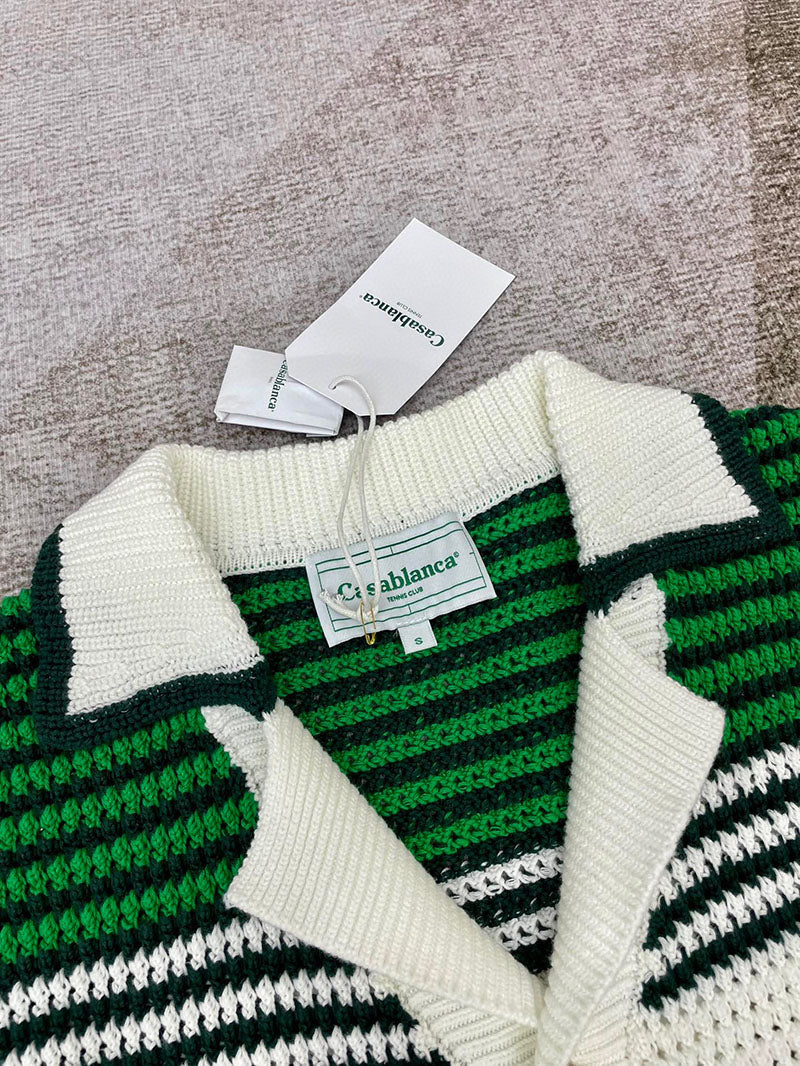 CASABLANCA Tennis Crochet Set Shirt+Short Green