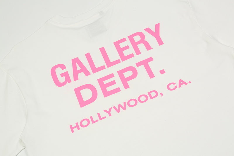 Gallery Dept. Logo Print T-Shirt White/Pink