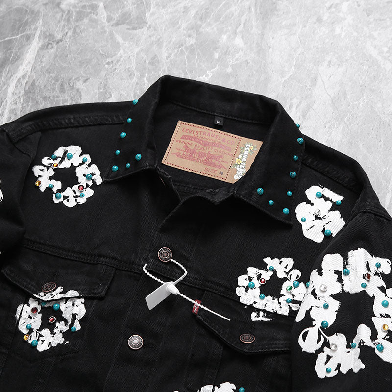 Denim Tears Bust Down Tears Rhinestone Jacket Black