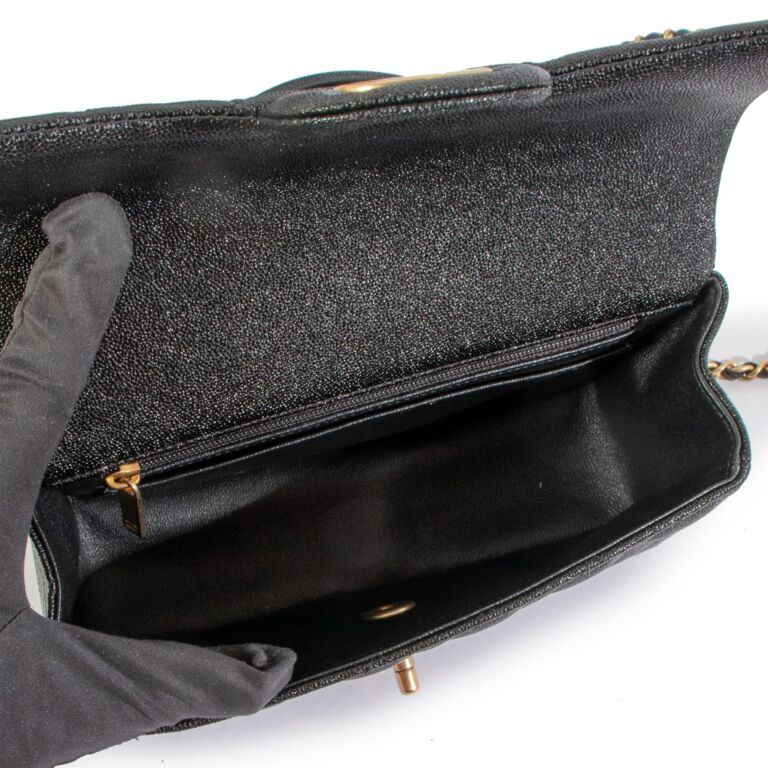 Chanel Black Caviar Leather Mini Classic Flap With Handle