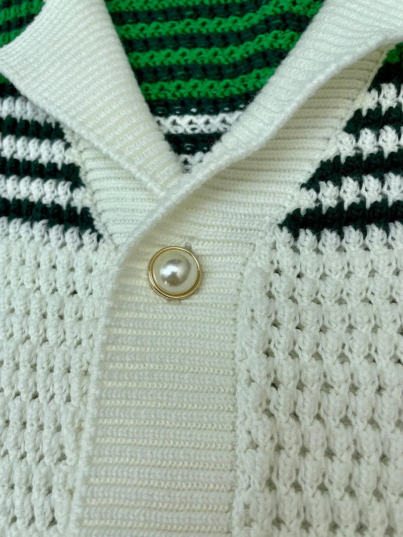 CASABLANCA Tennis Crochet Set Shirt+Short Green