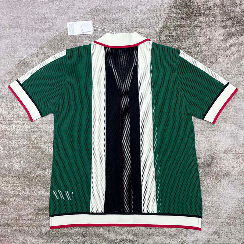 CASABLANCA Striped Mesh Set Shirt+Short Green/White