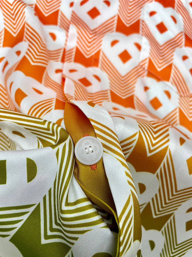 CASABLANCA Gradient Heart Monogram Sport Silk Set Shirt+Short