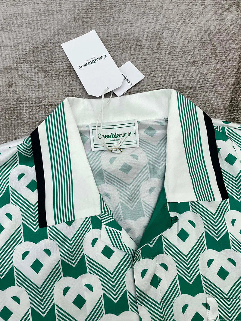 CASABLANCA Heart Monogram Sport Silk Set Shirt+Short