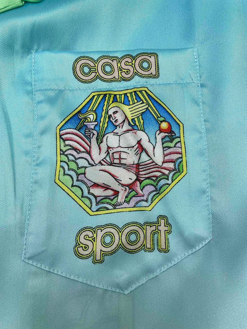 CASABLANCA Cuban Collar Silk Sleeve Casa Sport Set Shirt+Short