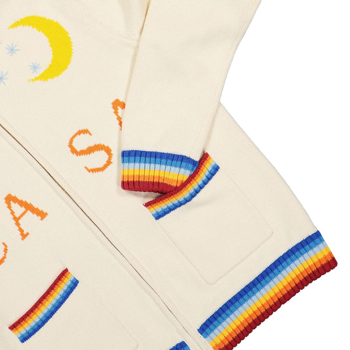 CASABLANCA Knitted Casa Zip-up Cardigan in White