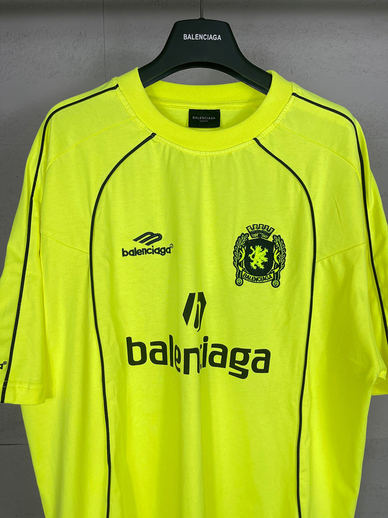 Balenciaga Men's oversized yellow Paris soccer t-shirt