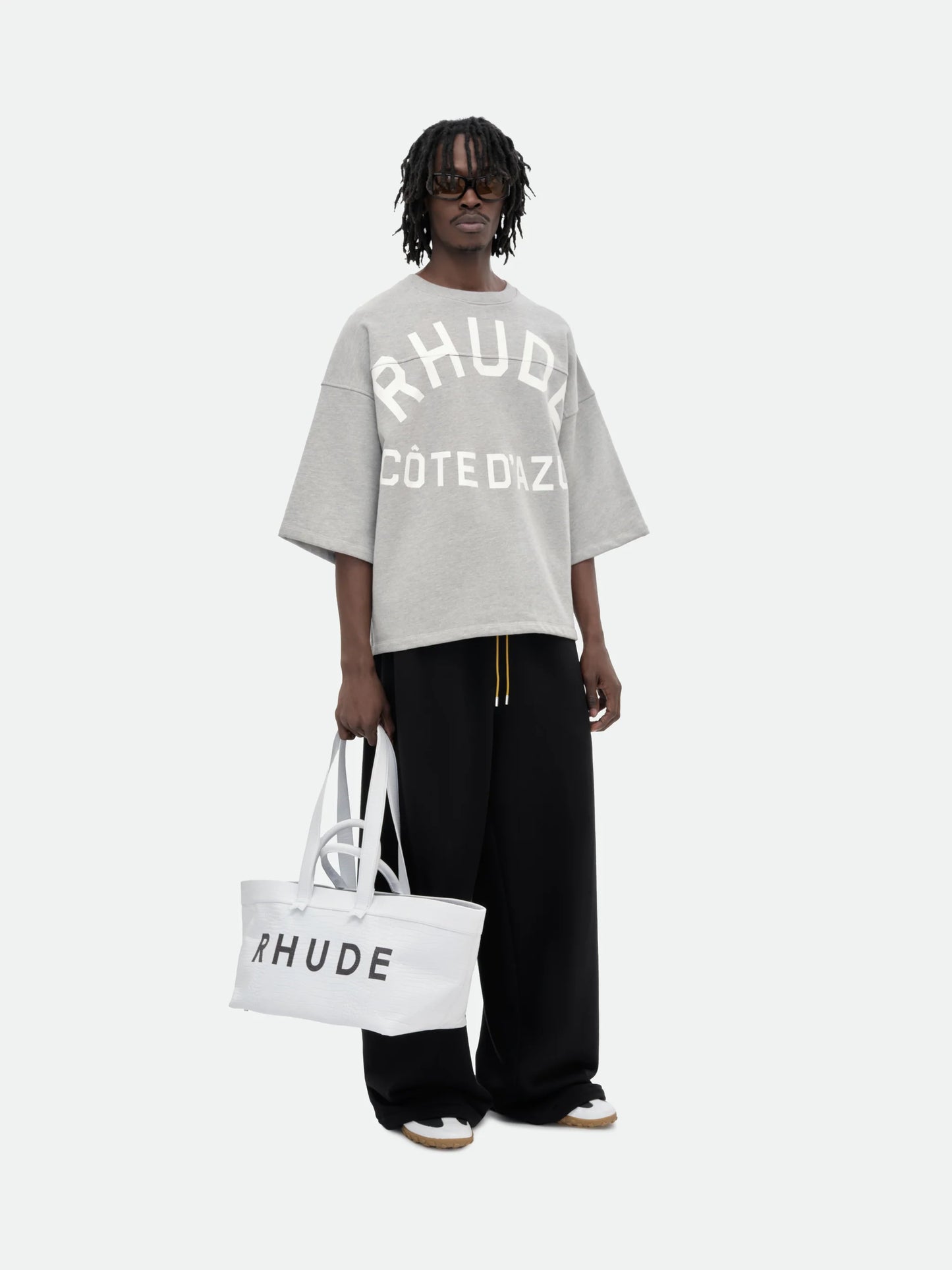Rhude Cote D'Azur Mid-Sleeve Boxy T-Shirt Grey