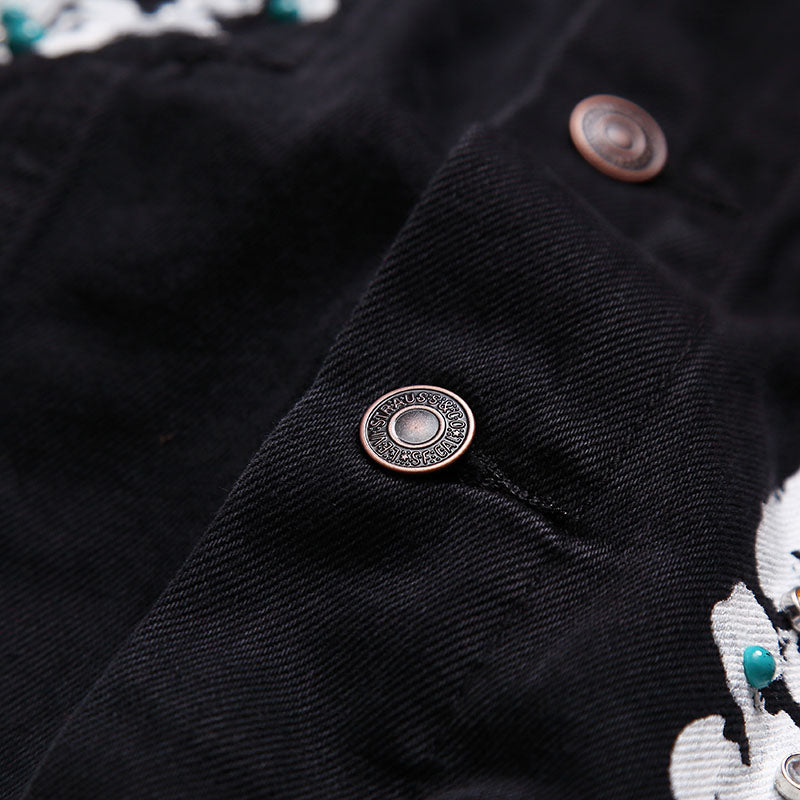 Denim Tears Bust Down Tears Rhinestone Jacket Black