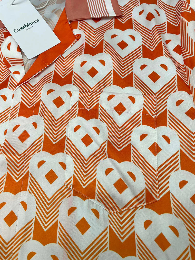 CASABLANCA Gradient Heart Monogram Sport Silk Set Shirt+Short