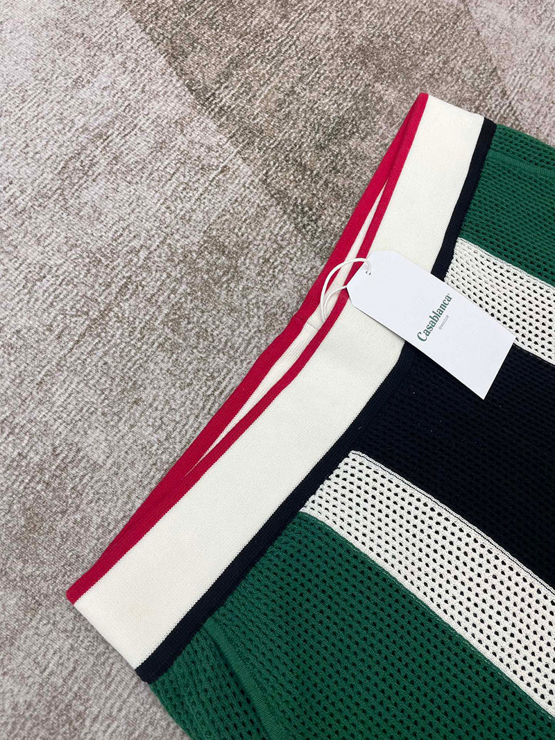 CASABLANCA Striped Mesh Set Shirt+Short Green/White