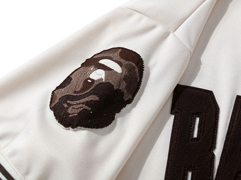 A BATHNIG APE BASEBALL JERSEY S/S SHIRT White