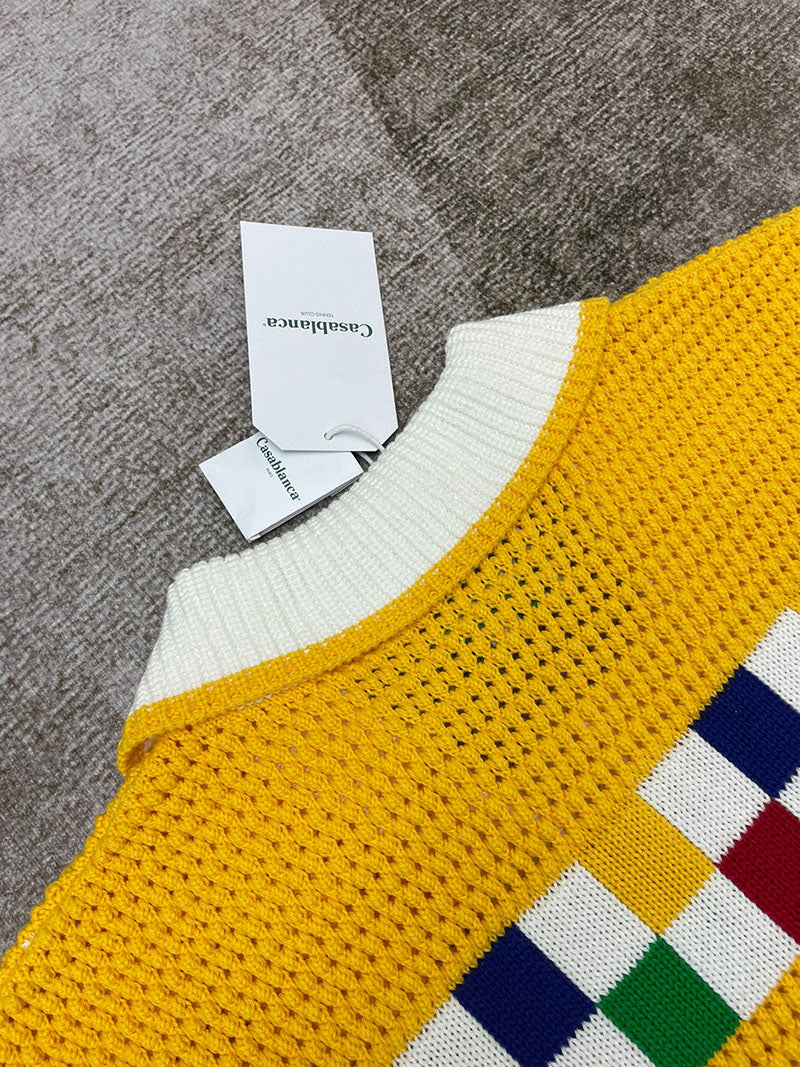 CASABLANCA Faux Crochet Set Shirt+Short White/Yellow