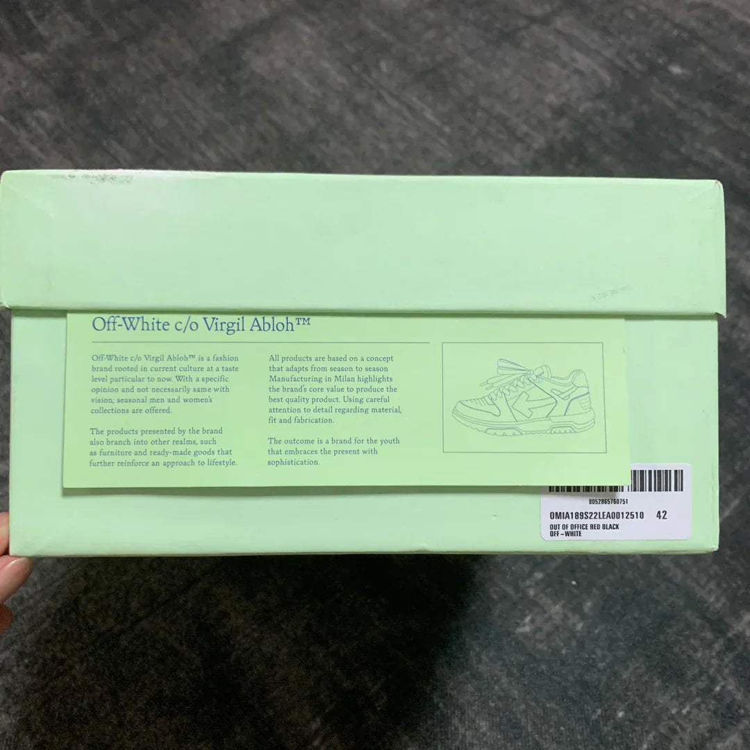 Off-White Out of Office Low 'Red White Black' Leather Zip Tie