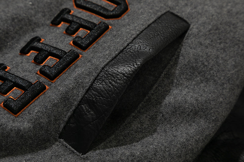 OFF - WHITE Grey wool and leather varsity jacket