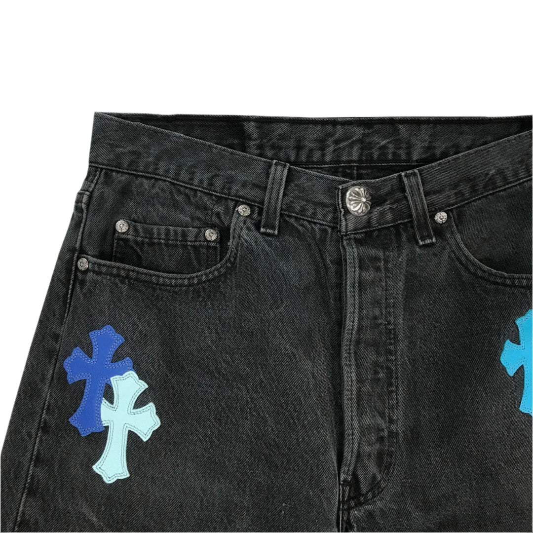 Chrome Hearts
London Exclusive Jeans with Blue Leather Cross Patch