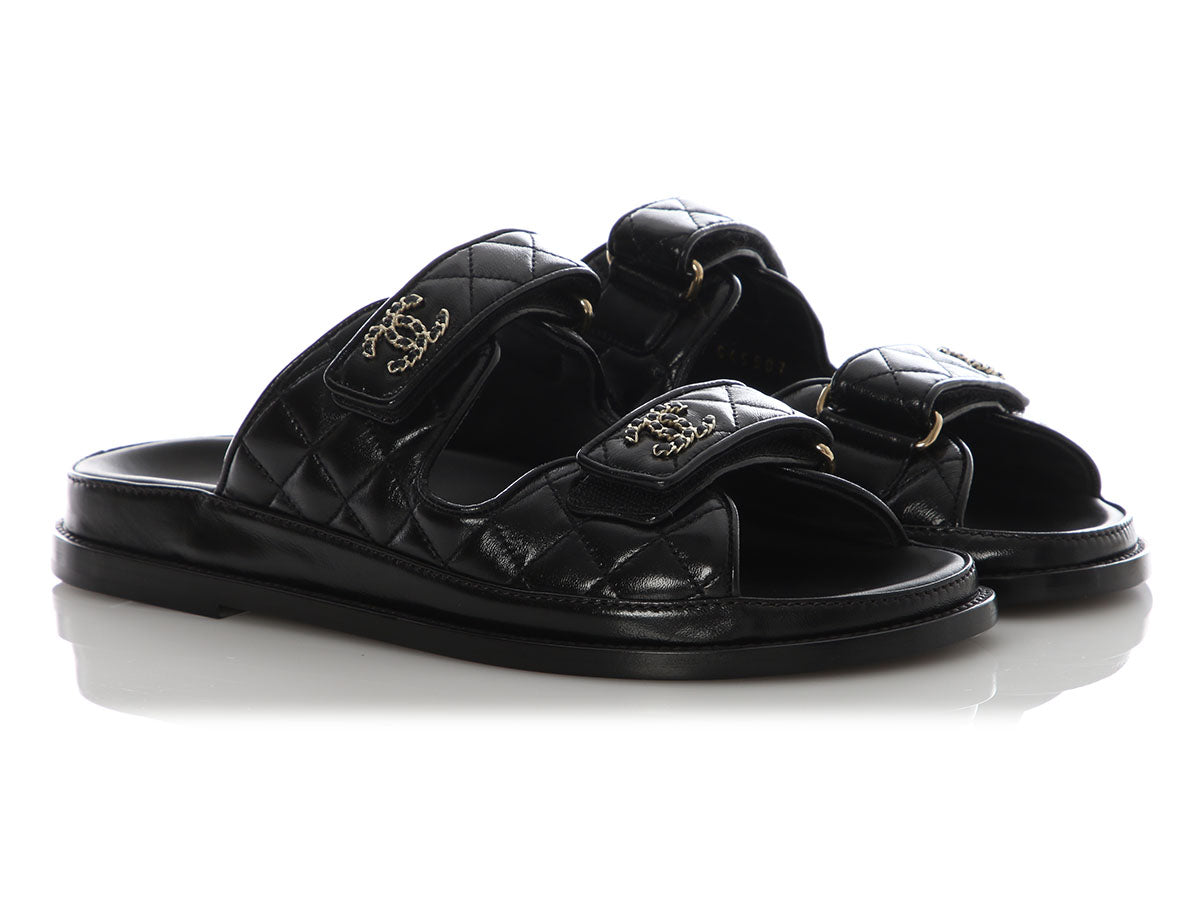 Chanel CC Touch Strap Leather Sandals