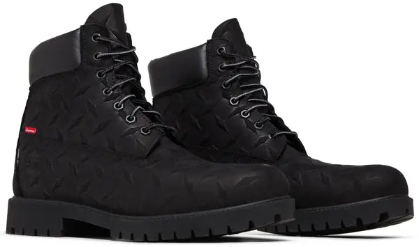 Supreme x Timberland 6 Inch Premium Waterproof Boot 'Embossed Diamond Plate - Black'