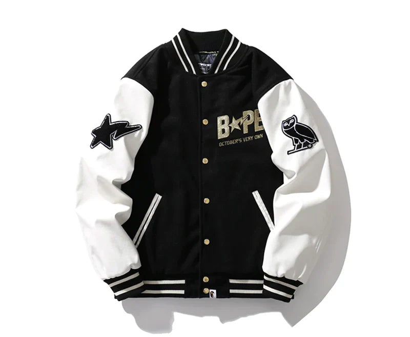 BAPE x OVO Varsity Jacket Black