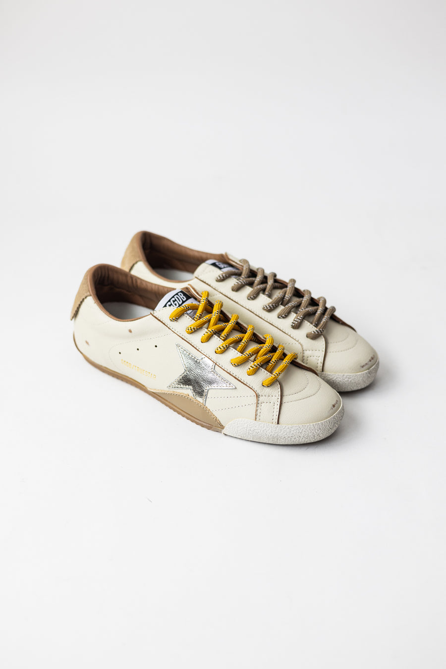 Golden Goose True Star White nappa leather gold star beige suede
