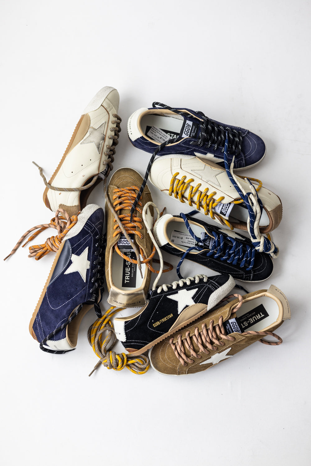Golden Goose True Star White nappa leather gold star beige suede