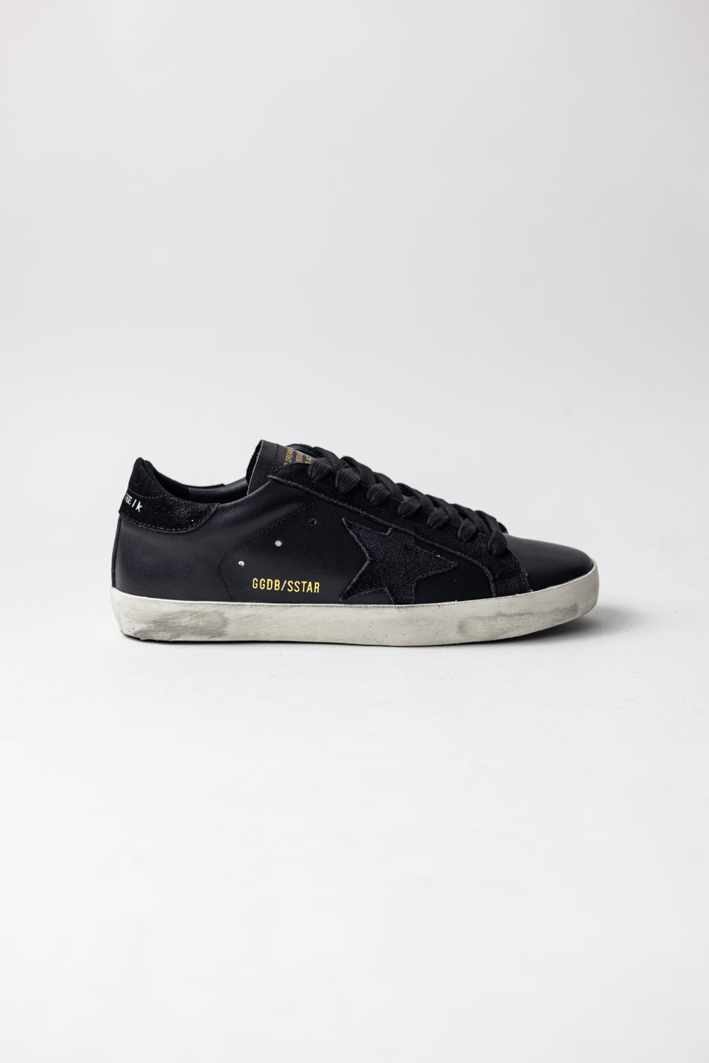 Golden Goose Super-Star in black nappa with black suede star and heel tab