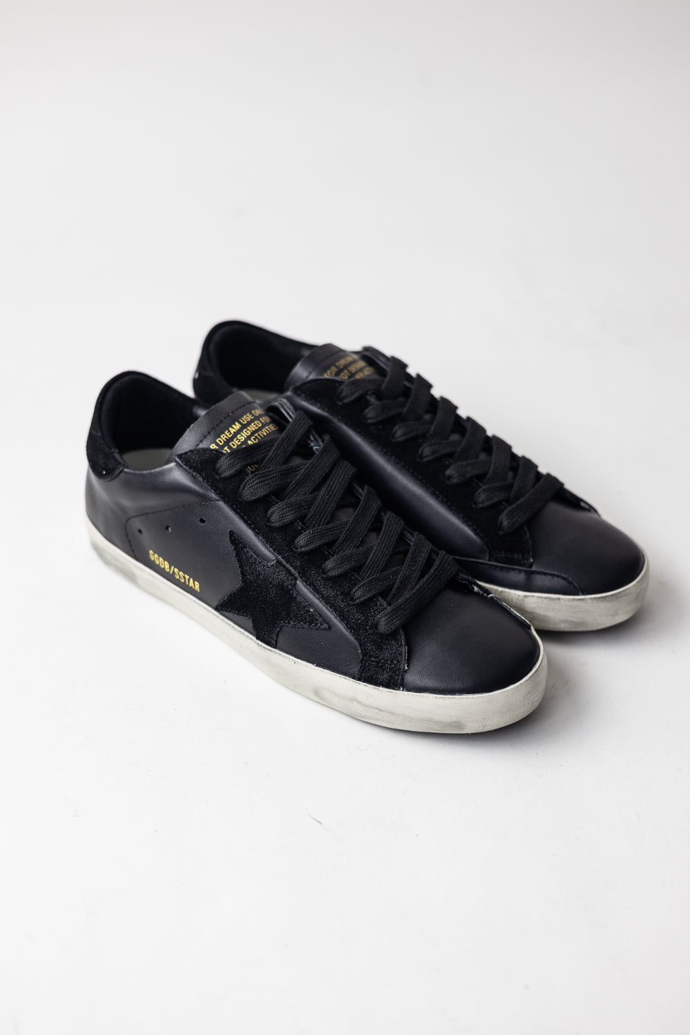 Golden Goose Super-Star in black nappa with black suede star and heel tab