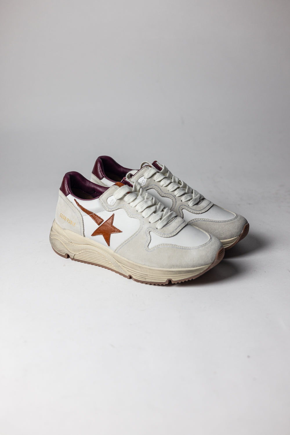 Golden Goose Running Sole with Star and Red Print Leather Heel
