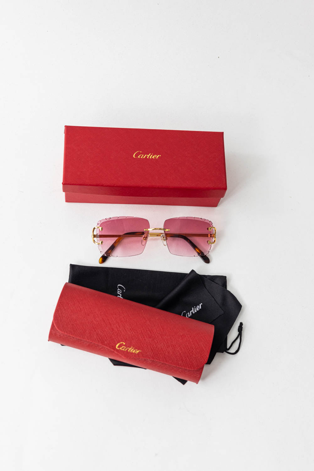 CARTIER Big C Sunglasses / Cherry Red-Gold