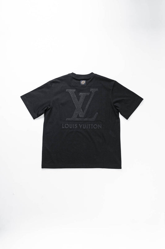 Louis Vuitton LV Logo Embroidered T-Shirt Black
