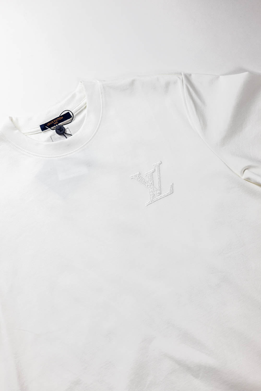 Louis Vuitton LV Logo Embroidered T-Shirt White